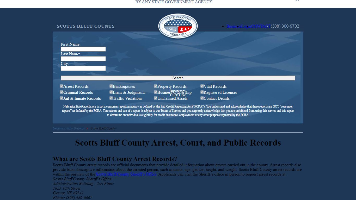 Scotts Bluff County Arrest, Court, and Public Records